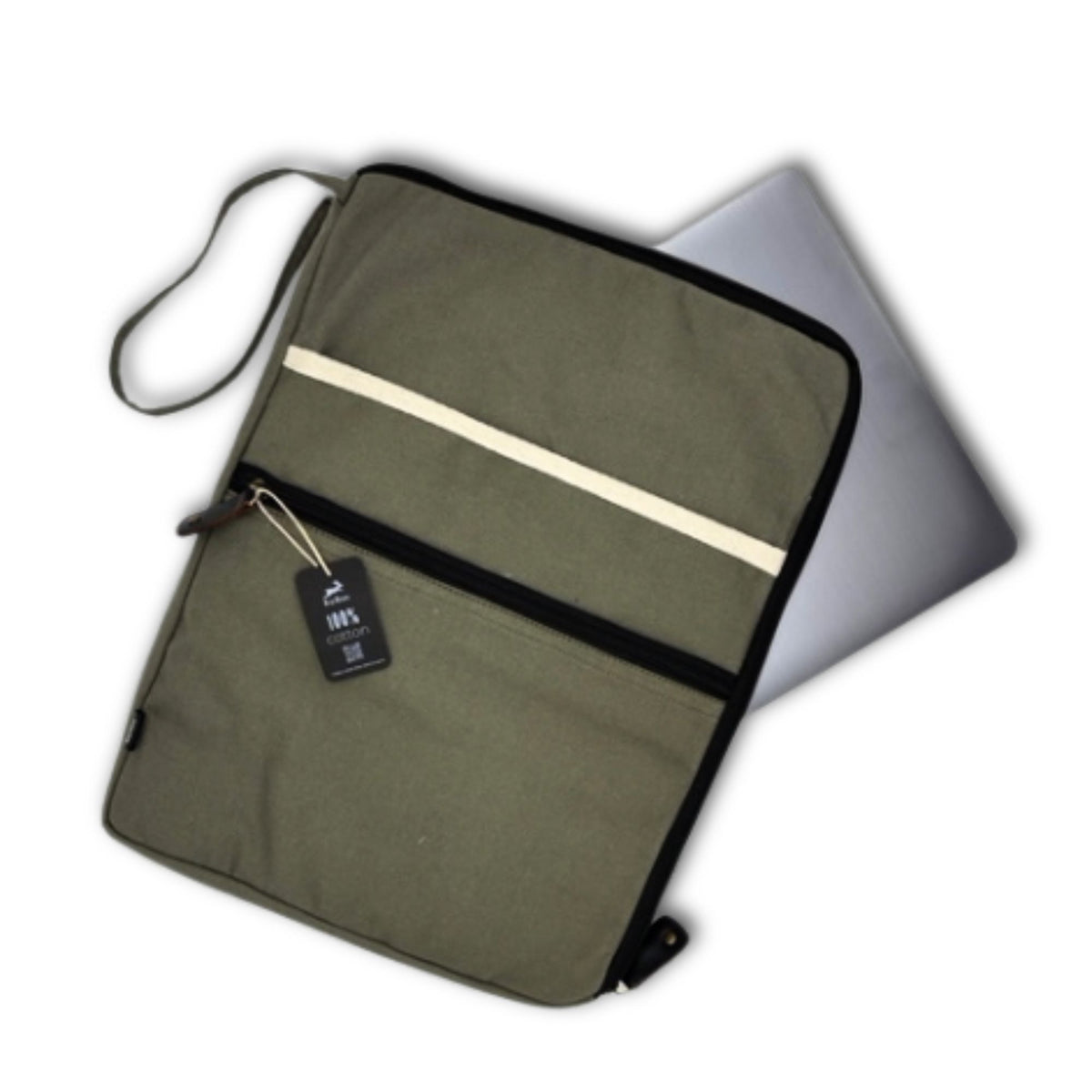 Canvas Large Laptop Pouch in Olive 30x40cm – view 5