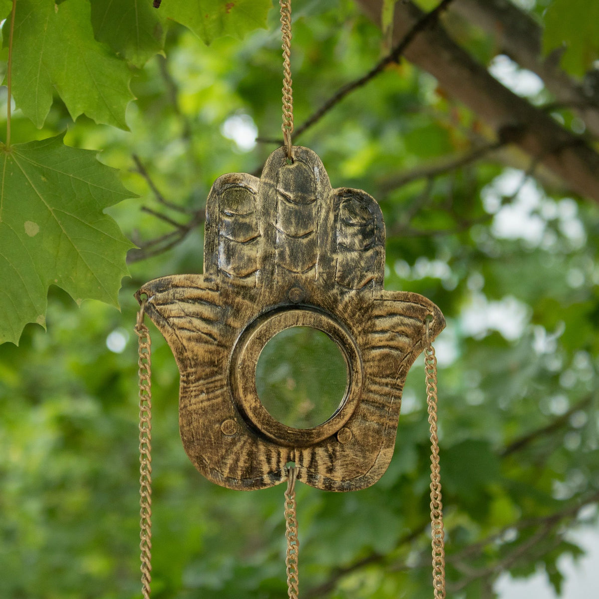 Small Hamsa Mirror Wind Chime - 3 Bells, 14x55cm – view 4