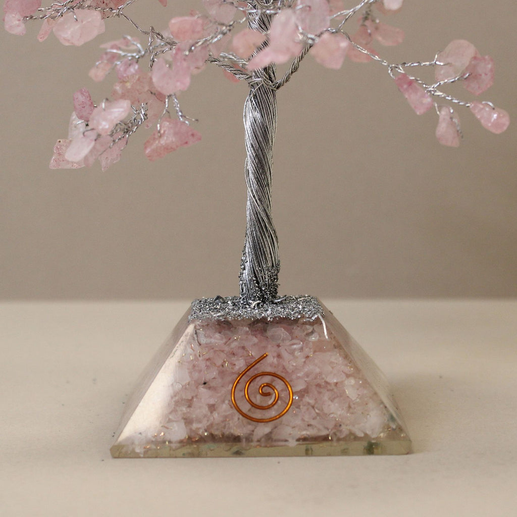 Rose Quartz Gemstone Tree with Orgonite Base - 320 Stone – view 3