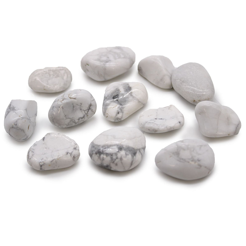 White Howlite Medium Tumble Stones - Bag of 12