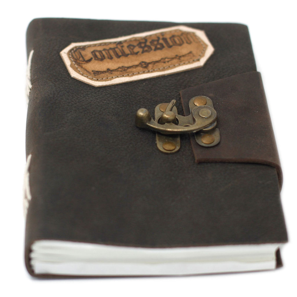 Leather Confessions Notebook with Lock, Black – 13x17.5 cm – view 5
