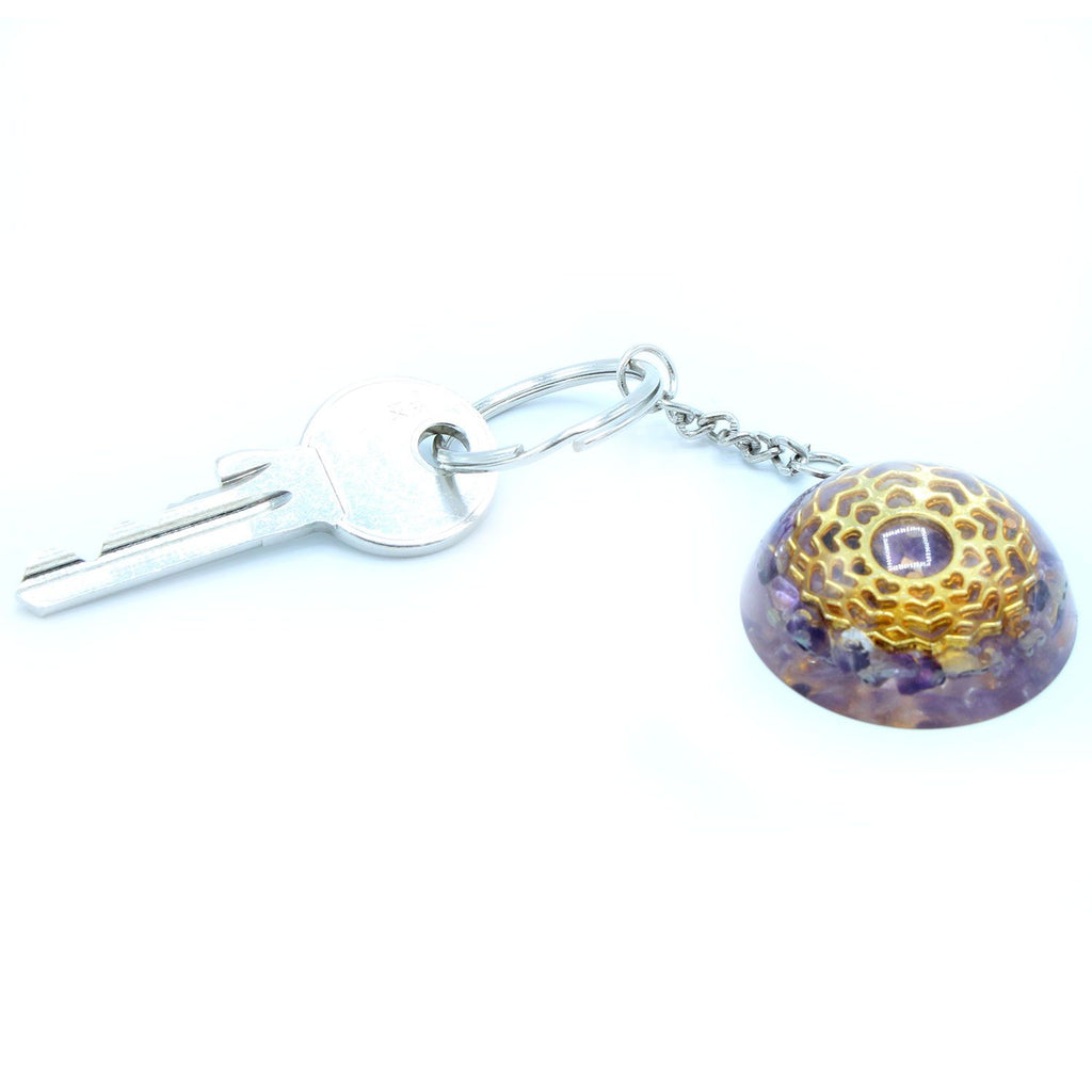 Orgonite Power Keyring - Amethyst Mandala Hearts – view 3