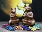 Carved Wooden Incense Burner - Medium Yoga Cat – view 5