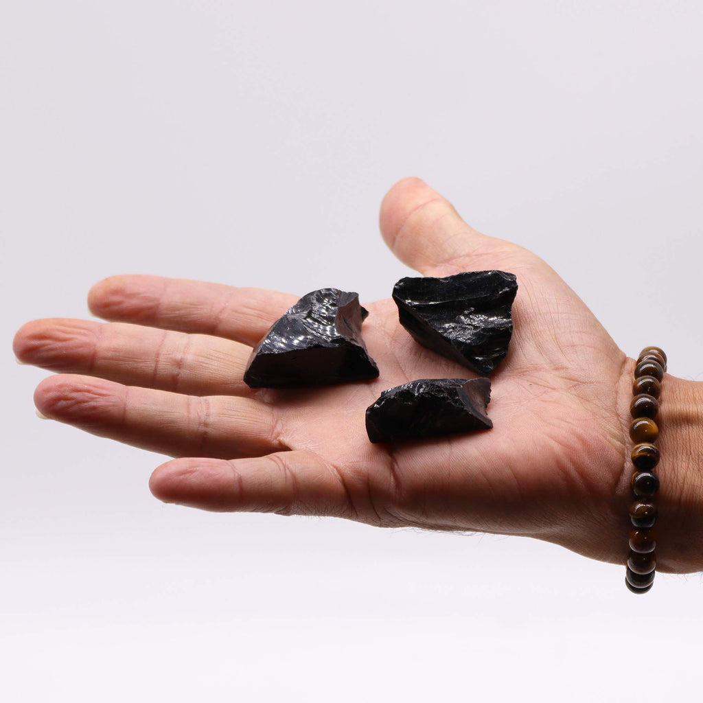 Raw Black Obsidian Crystal Chunks, 500g – view 4