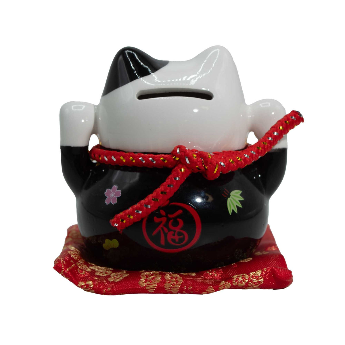 Money Cat Coin Bank on Cushion - Black – view 3