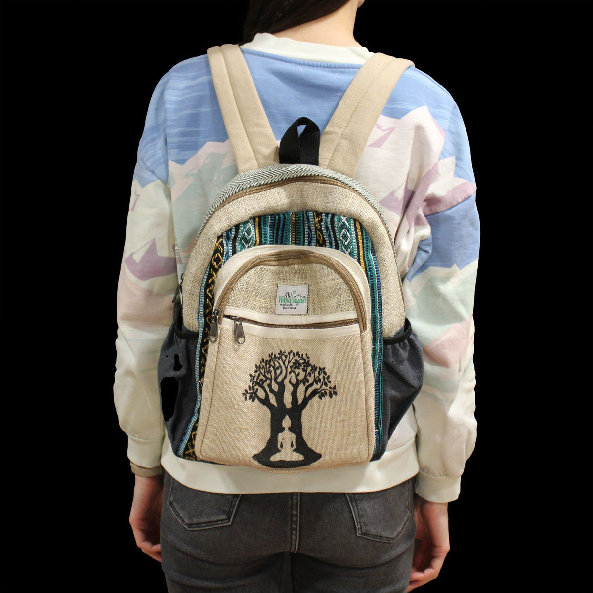 Small Hemp Backpack - Bodhi Tree Design – view 3