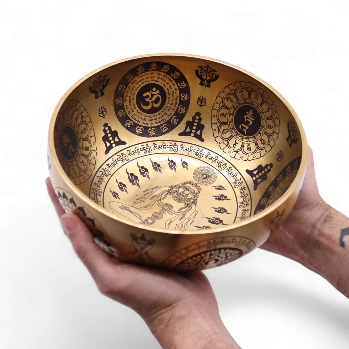 Brass Etched Singing Bowl Set of 4 - Approx 3.85kg – view 11