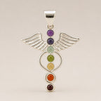Angel Chakra Pendant Necklace on Silver Plated Cord 45cm – view 2