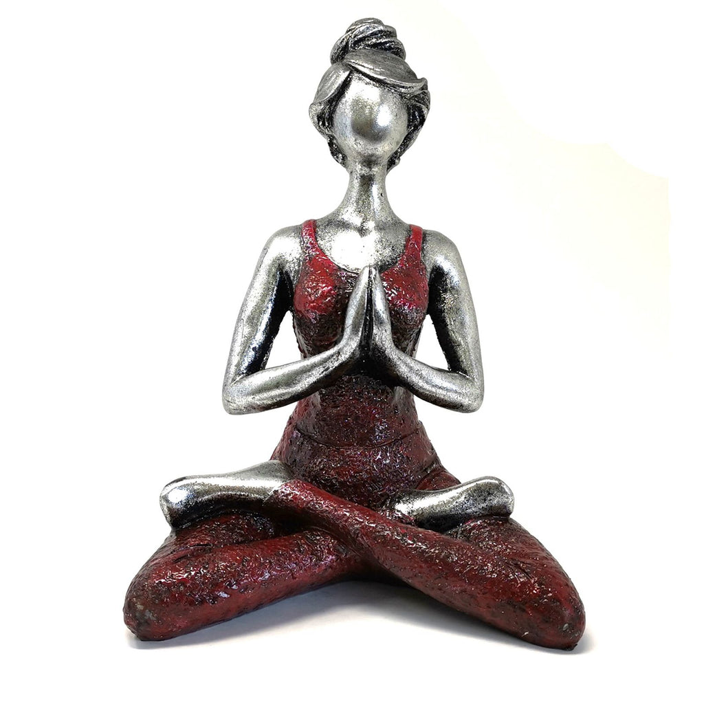 Yoga Lady Figure, Silver and Bordeaux, 24 cm – view 3
