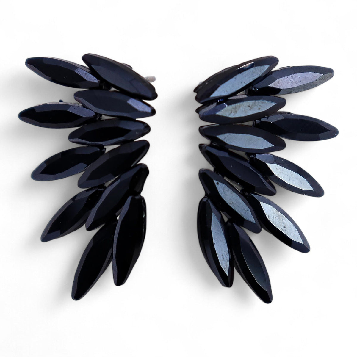 Nymph Jet Black Fairy Glass Earrings