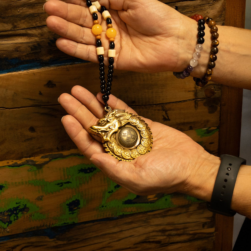 Feng Shui Hanging Charm, Dragon and Coin