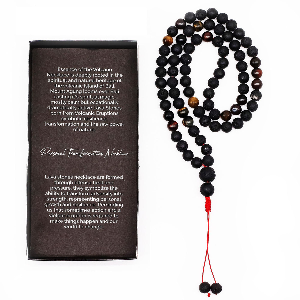 Lava Stone and Tiger's Eye Necklace 42cm - Personal Transformation – view 7