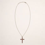 Garnet Crucifix Pendant Necklace on Silver Plated Chain 45cm – view 2