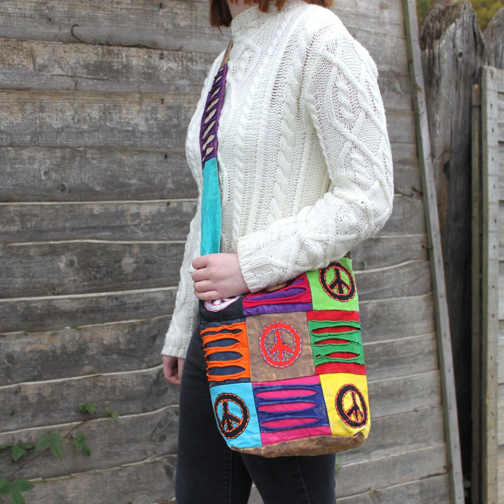 Ethnic Sling Bag - Sand Peace Print