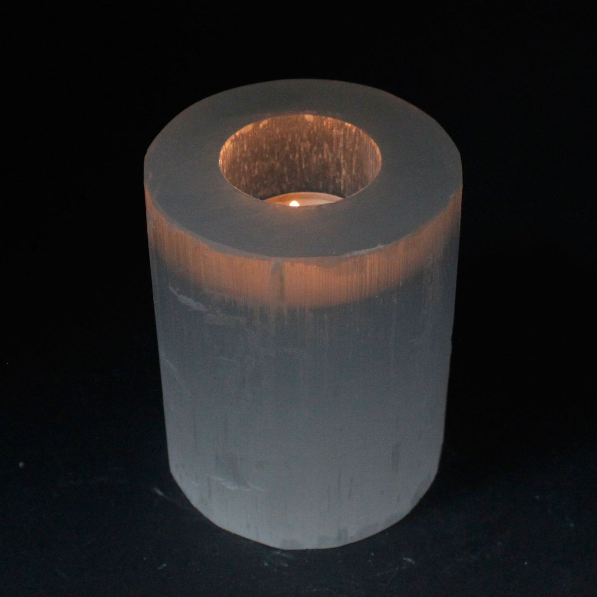 Selenite Cylinder Candle Holder - 10 cm – view 2