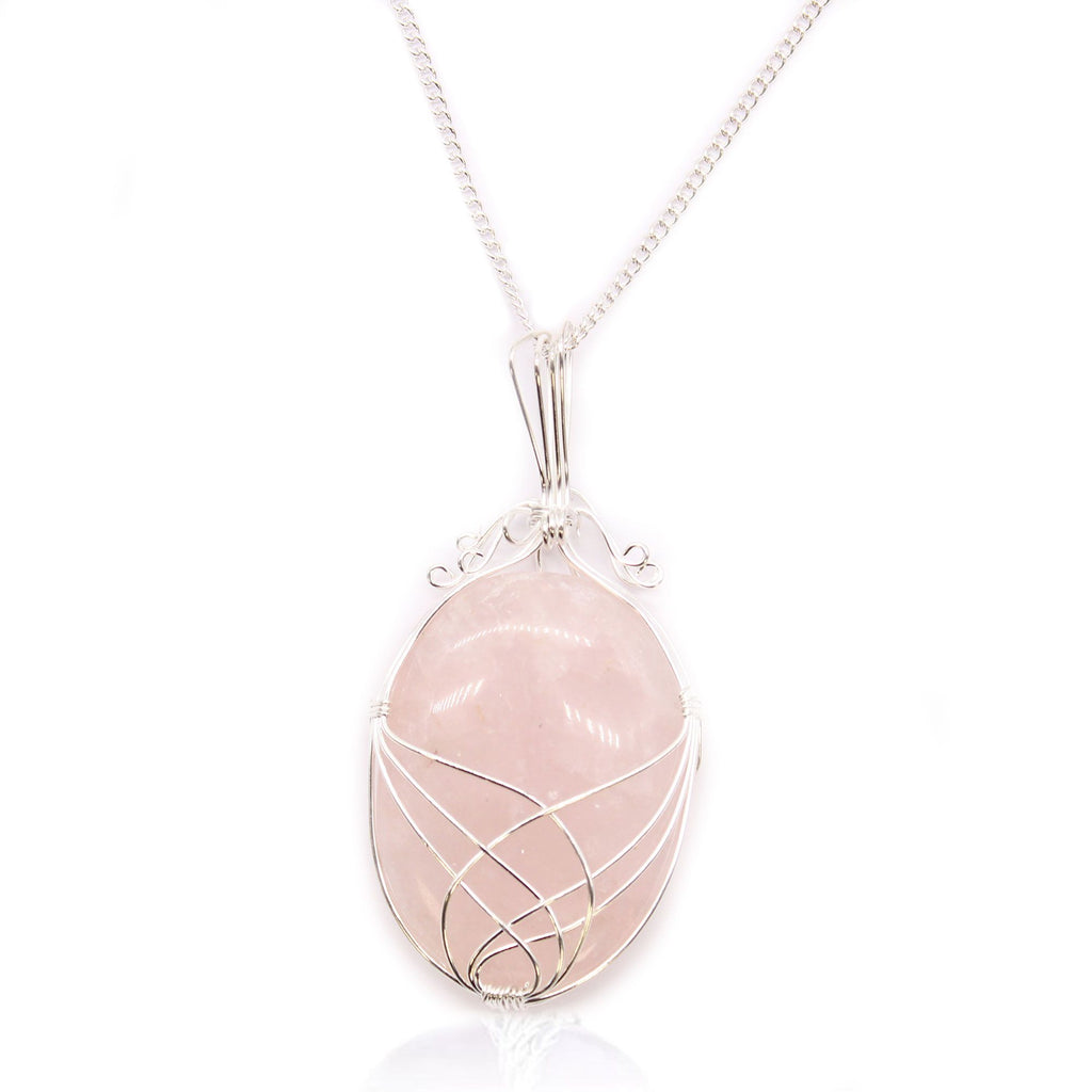 Swirl Wrapped Rose Quartz Gemstone Necklace – view 3