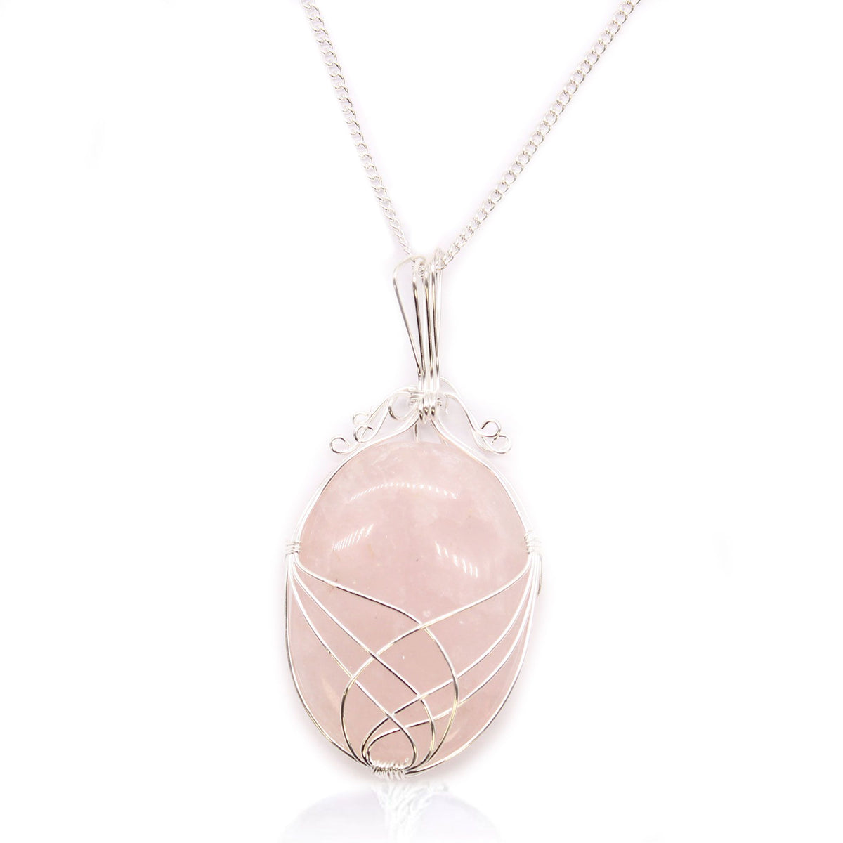 Swirl Wrapped Rose Quartz Gemstone Necklace – view 3