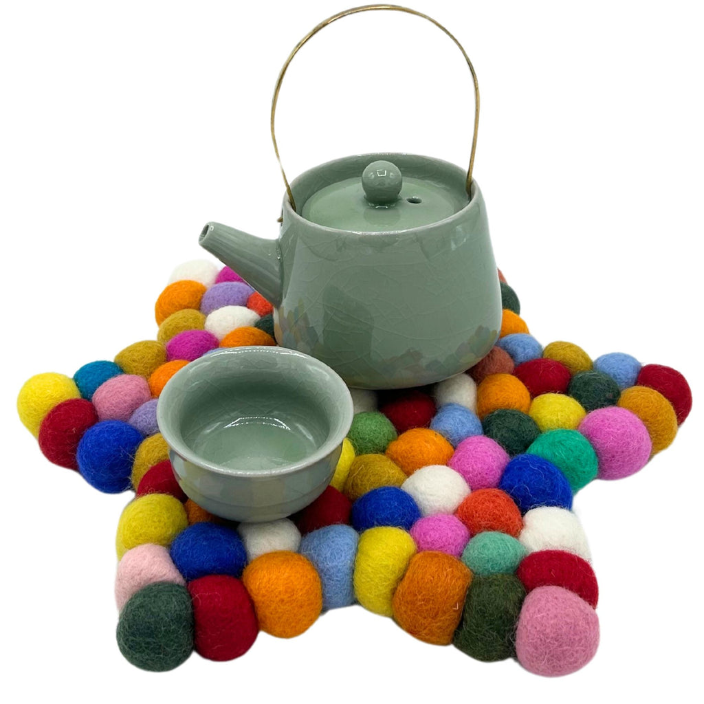 Star Shaped Felt Centre Mat 27cm Bright Multi Colour
