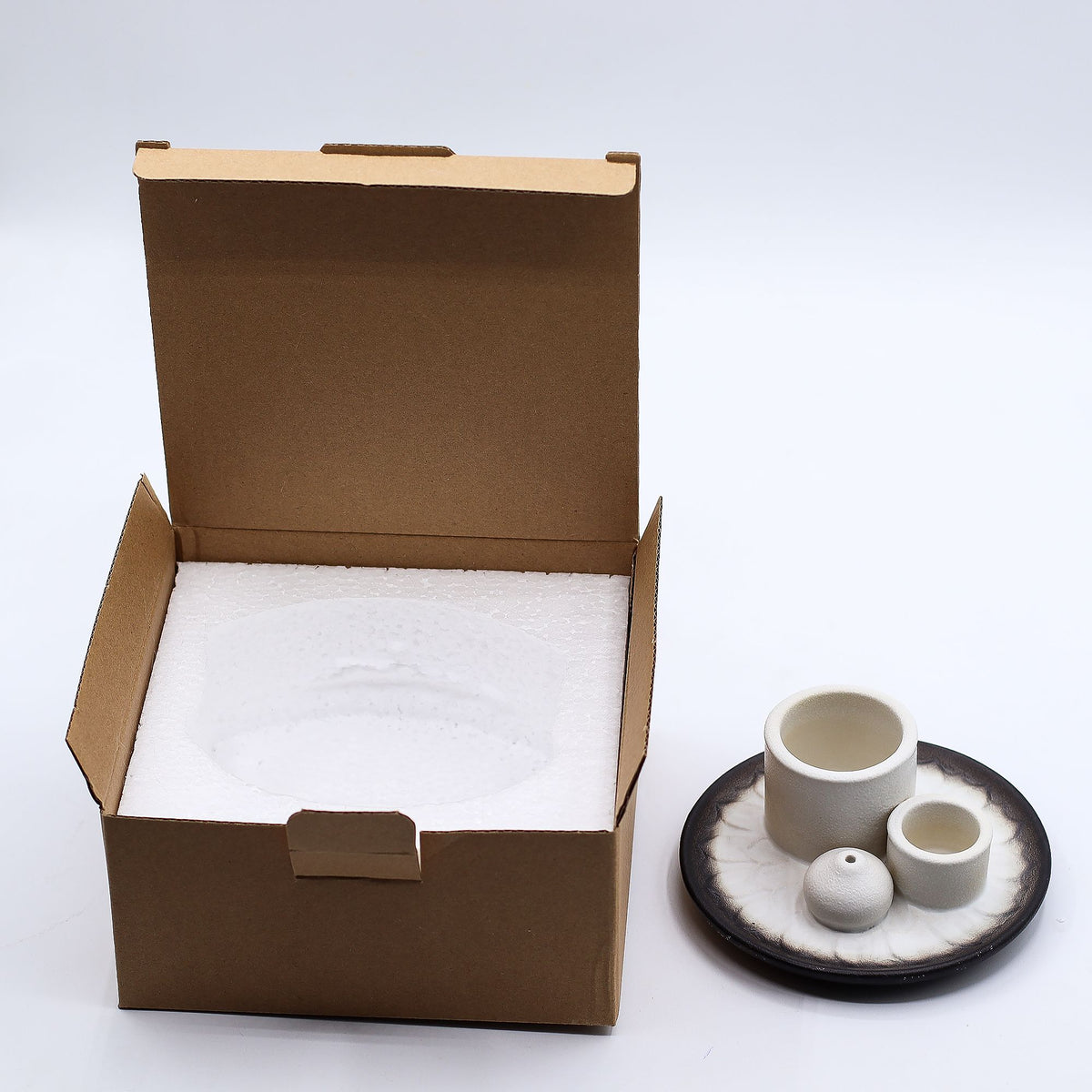 Ceramic Palo Santo & Smudge Holder, Mandala, White & Grey – view 10