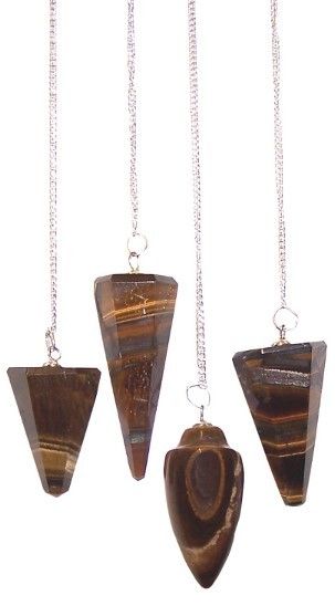 Tiger Eye Gemstone Pendulum with Chain – view 2