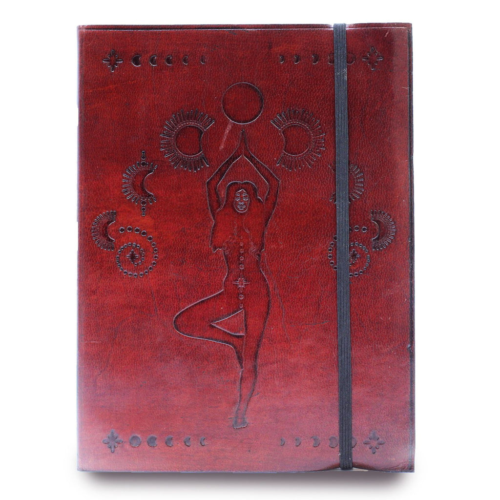 Medium Vegetable Tanned Leather Notebook with Strap – Cosmic Goddess – view 5