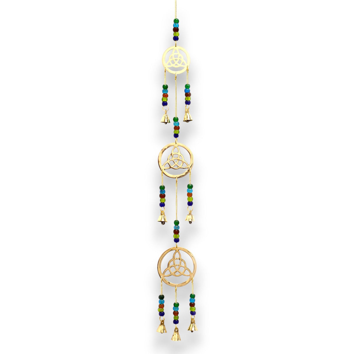 Brass Celtic Drop Wind Chime - 7 Bells, 64cm