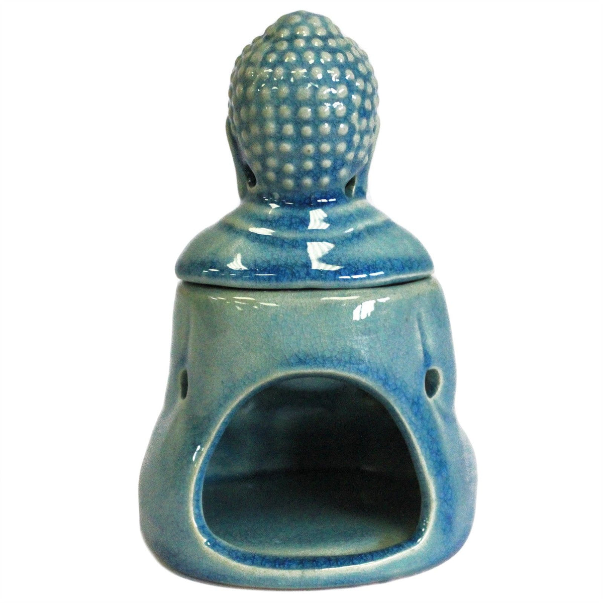 Sitting Buddha Ceramic Oil Burner - Blue – view 6