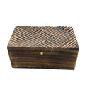 Vintage Deco Wooden Storage Box - Antique Lines, 22 x 12 cm