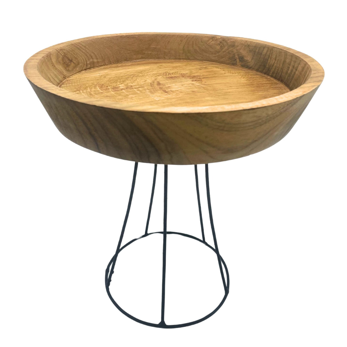 Elevated Teak Bowl on Metal Stand - Large Tray 25cm – view 11