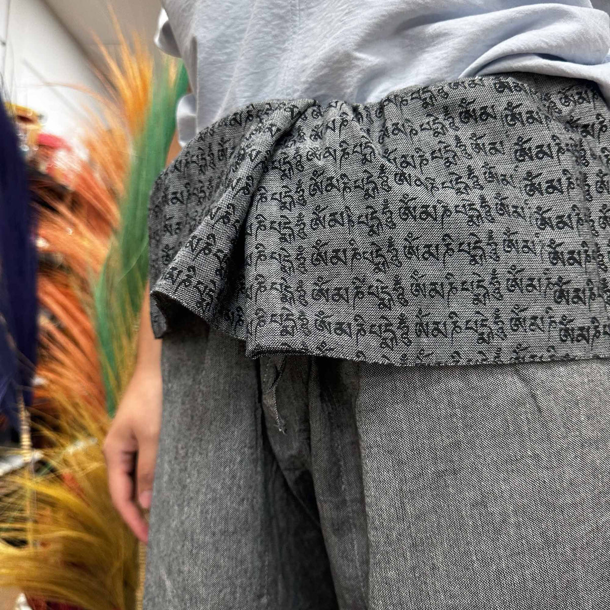 Yoga and Festival Pants - Thai Fisherman Mandala Mantra, Grey – view 2