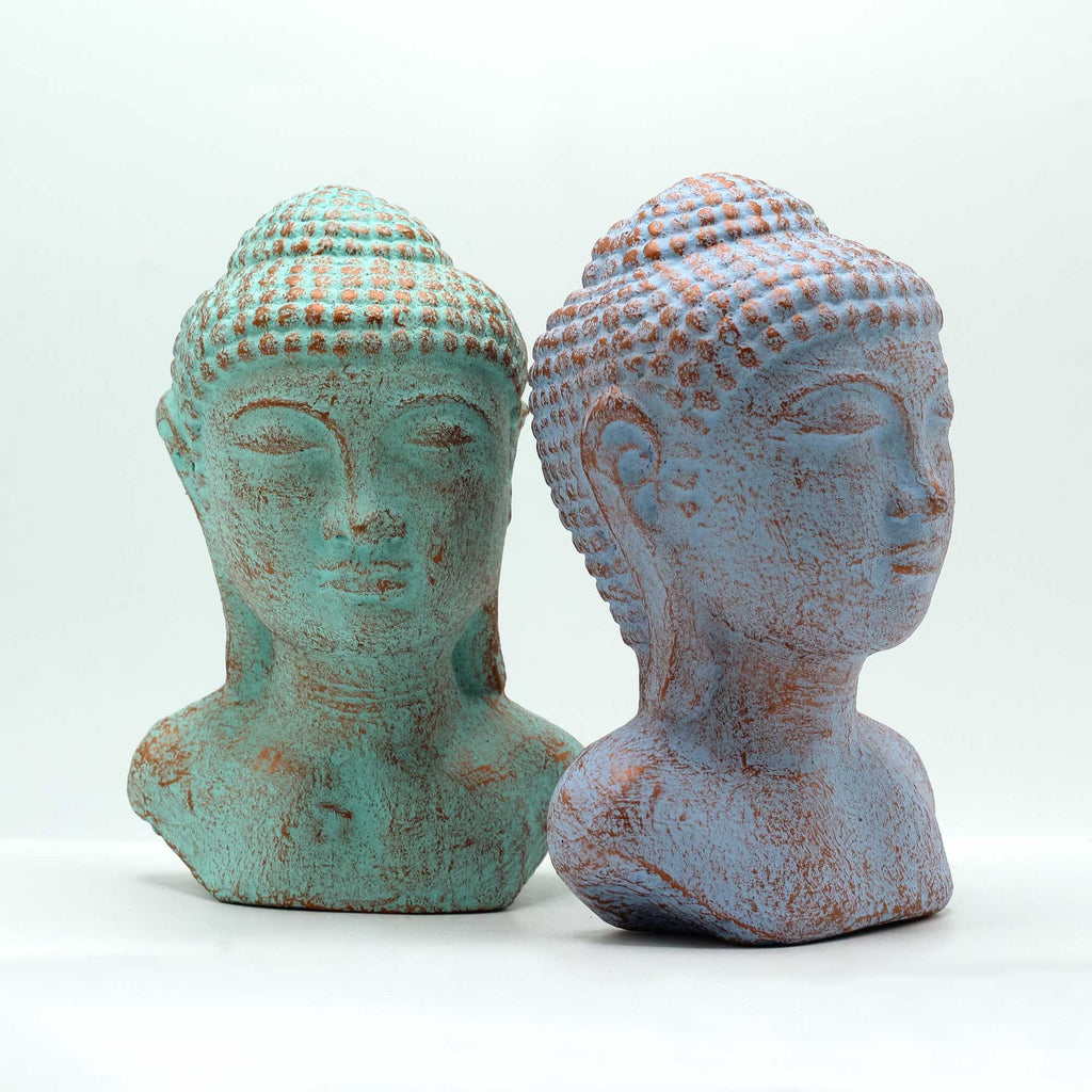 Tranquility Buddha Head Statue, Green Copper – view 4