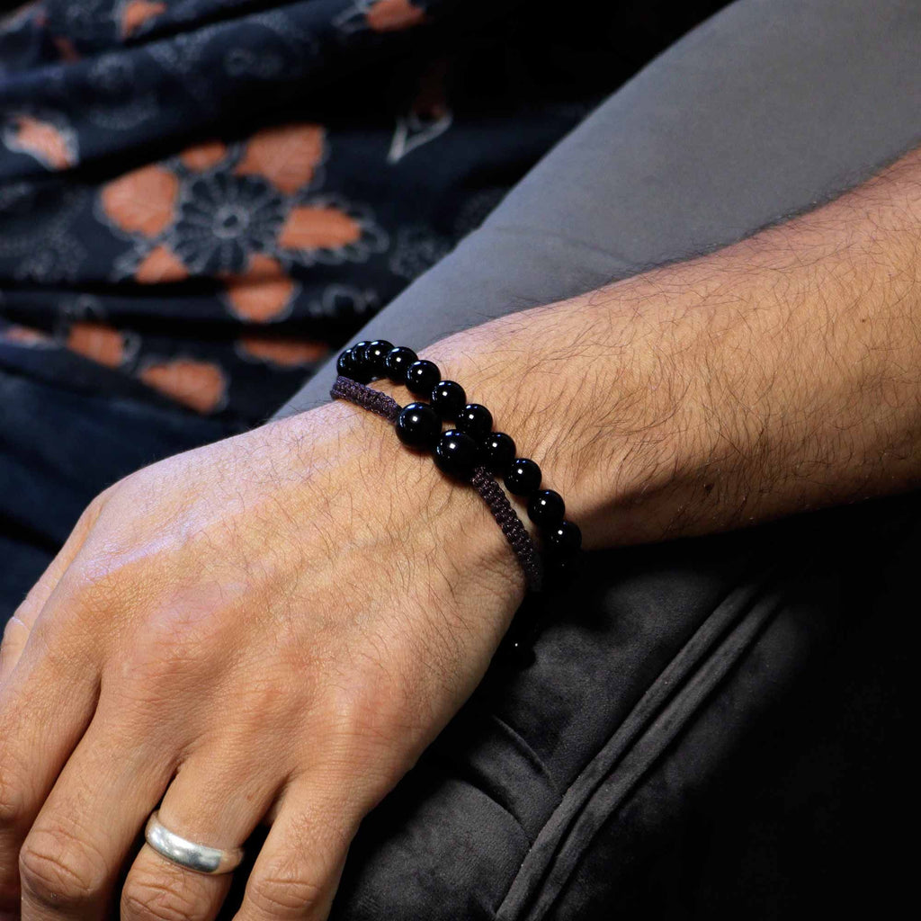 Black Agate Double Power Bracelet Set