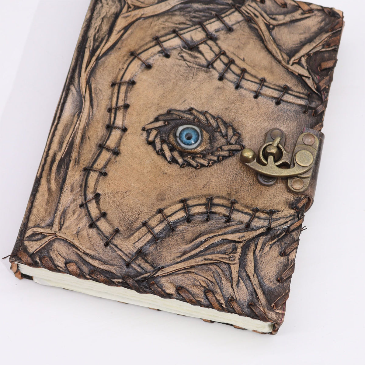 Brown Tan Leather Notebook, Evil Eye, 160 Pages – 20x15 cm – view 3