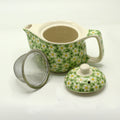 Small Herbal Teapot with Strainer - Green Daisy
