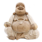 Hand Carved Happy Buddha Statue, Whitewash, 50cm – view 7