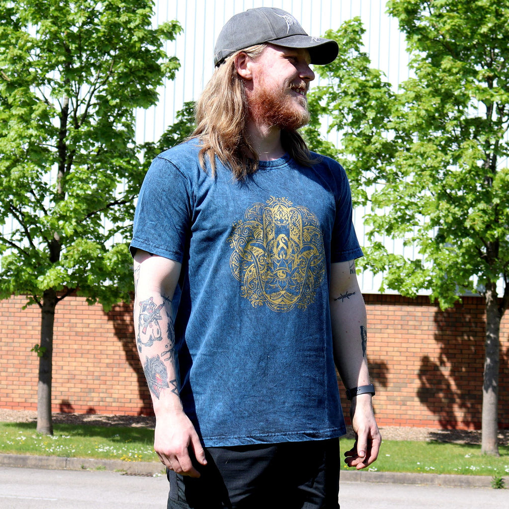 Nomad Sari Stonewashed T-Shirt - Hamsa - Blue - XL – view 2