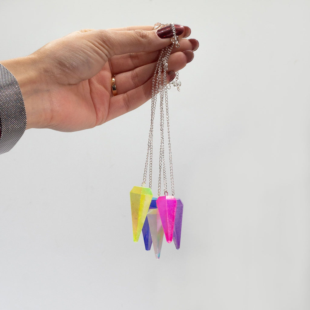 Six Sided Aurora Pendulum in Pink - 4cm