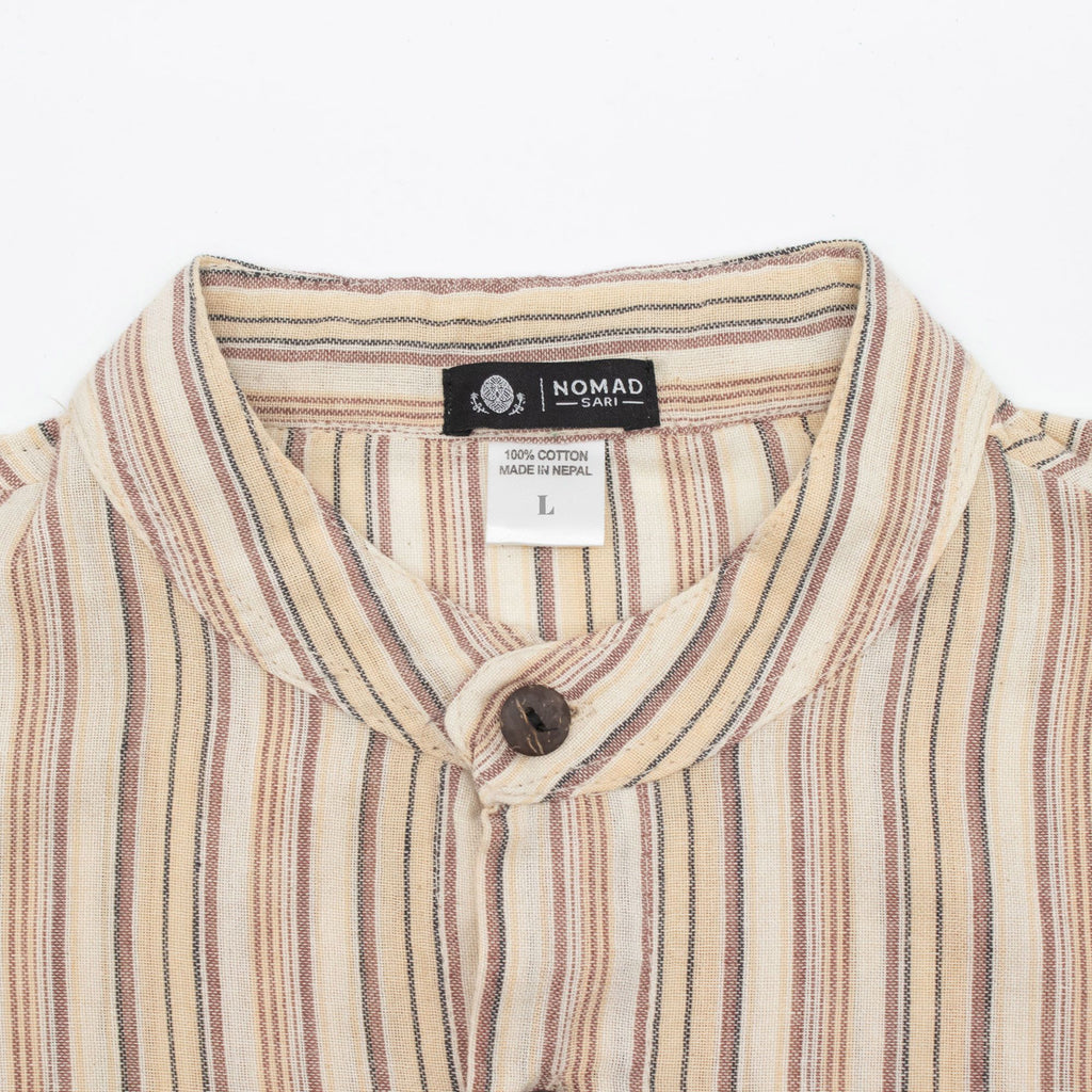 Nomad Sari Grandad Shirt - Brown Beige - Large – view 10