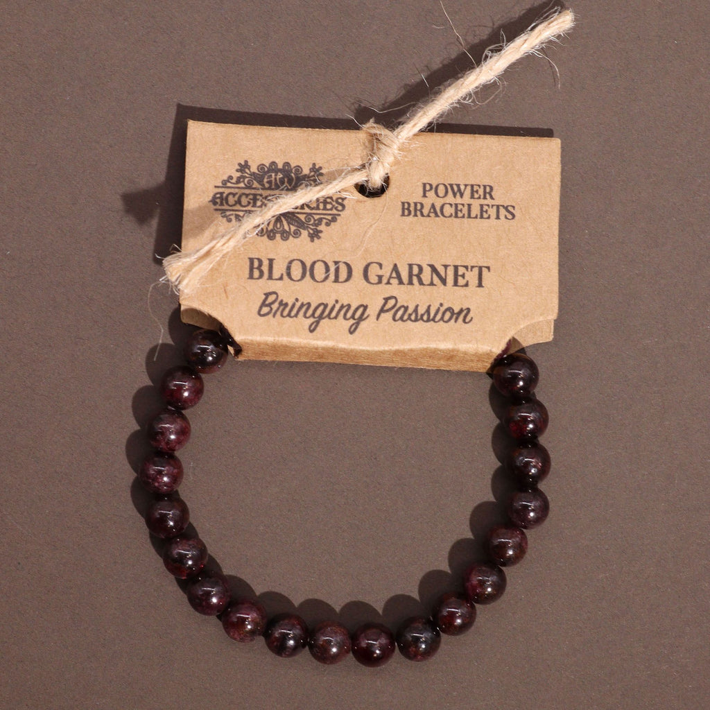 Power Bracelet - Blood Garnet Beads 8mm