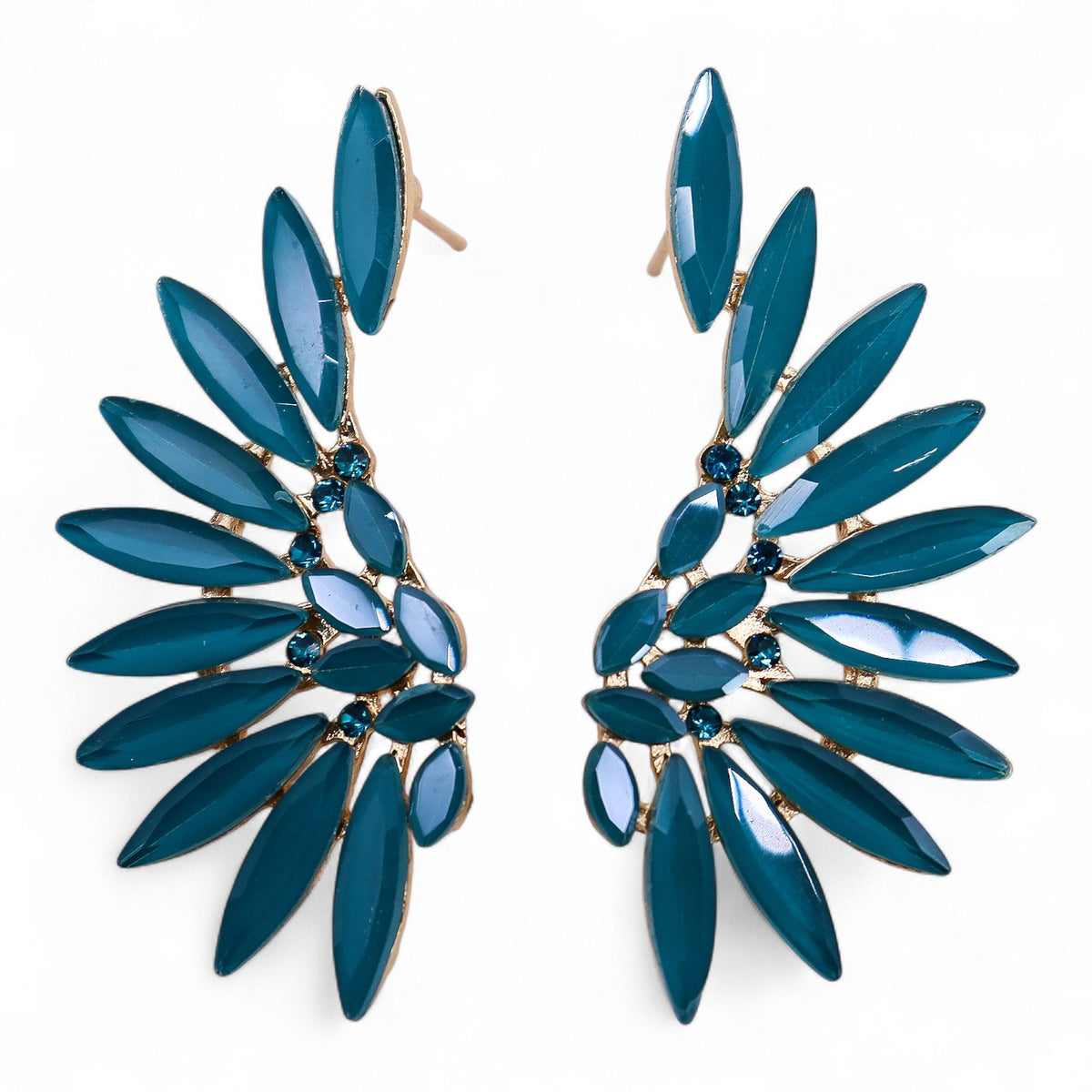 Teal Green Vintage Glass Angel Wings Earrings – view 6