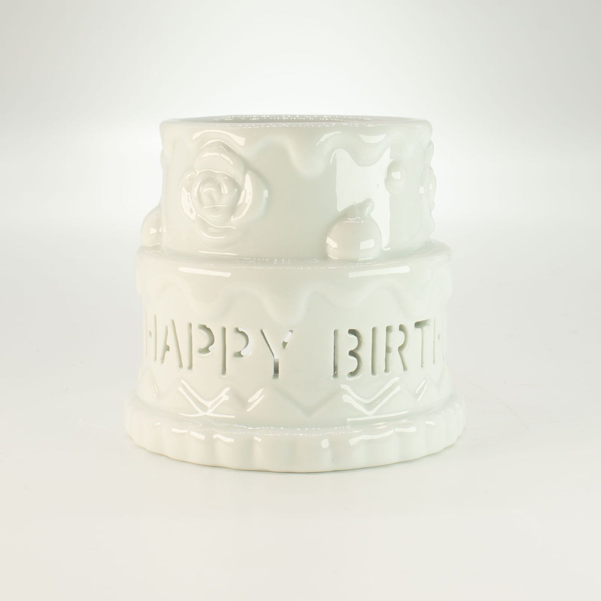 Ceramic Cake Oil Burner - Happy Birthday - White – view 5