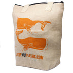 Two Whales Print Jute Shopping Bag