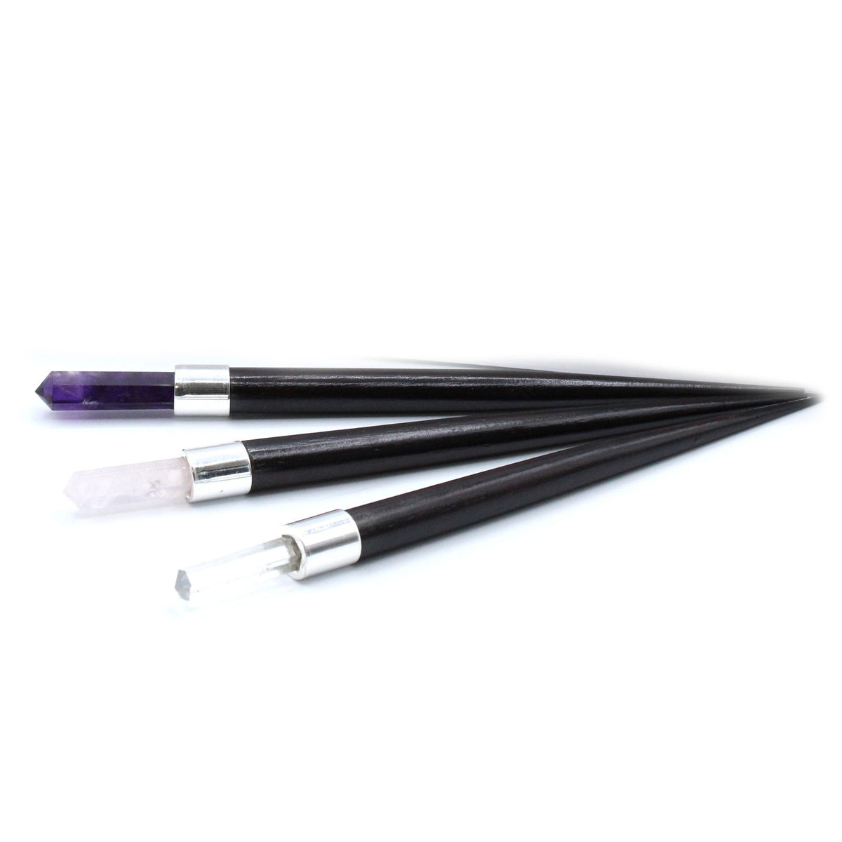 Set of 3 Pointed Healing Wands - Rose, Rock and Amethyst Quartz – view 2