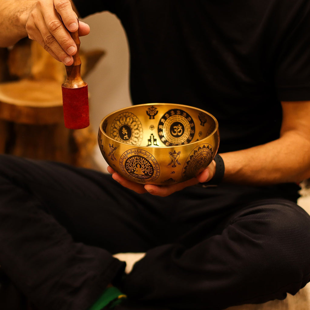 Brass Etched Singing Bowl Set of 4 - Approx 3.85kg – view 6