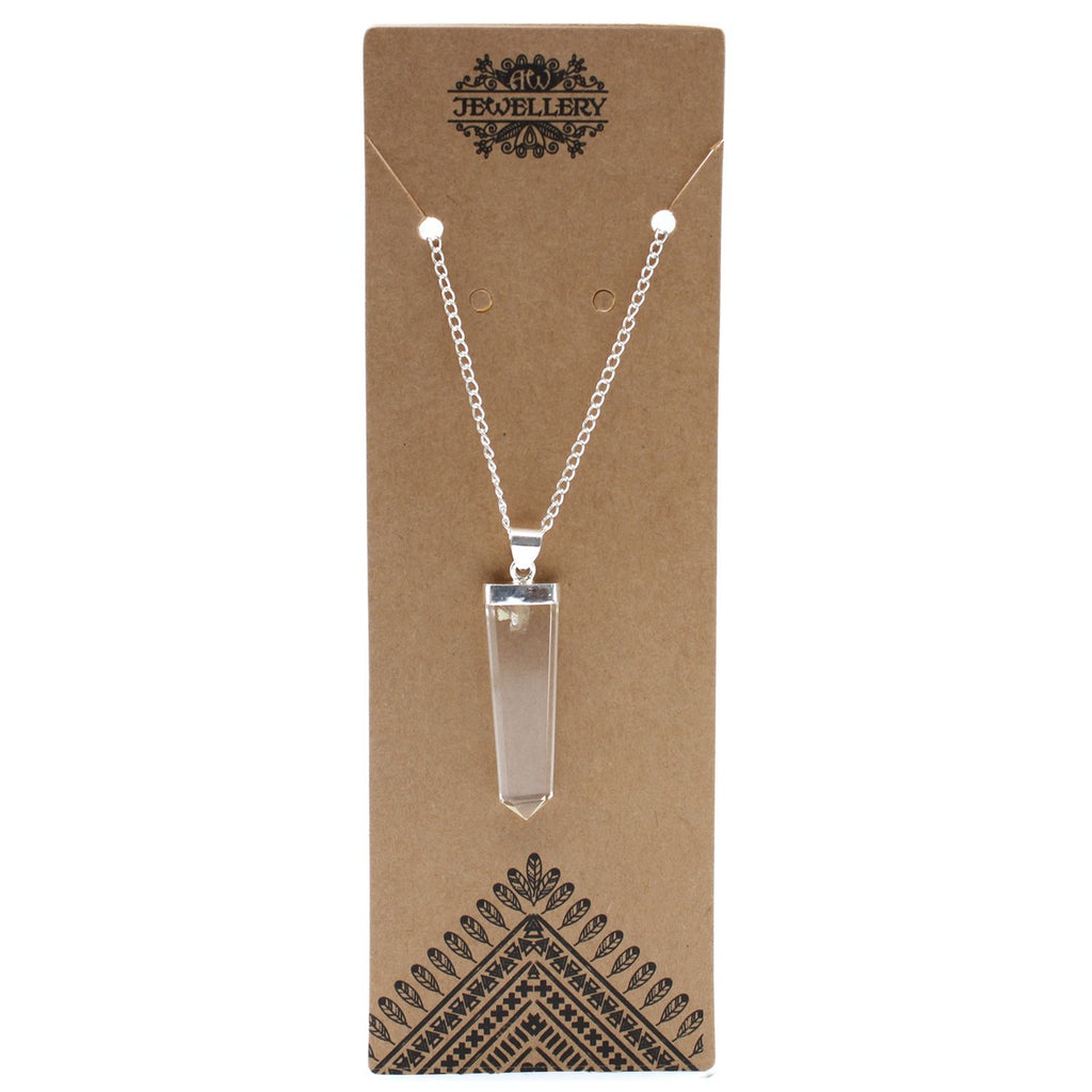 Clear Quartz Flat Pencil Pendant Necklace – view 6