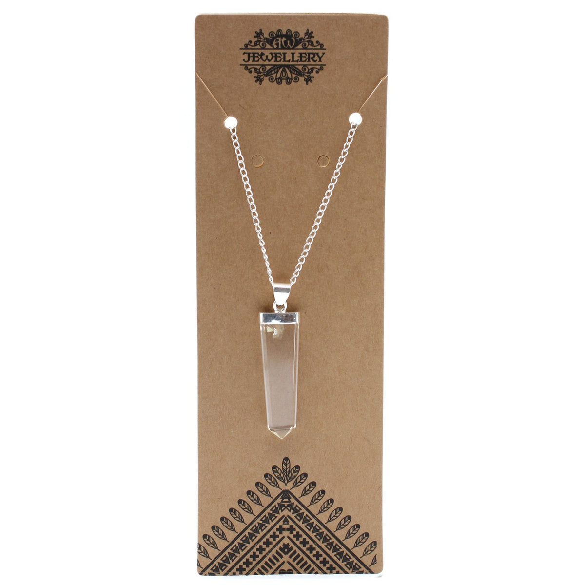Clear Quartz Flat Pencil Pendant Necklace – view 6