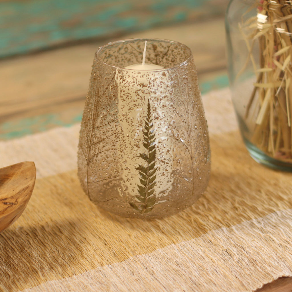 Natural Floral Glass Large Bowl Candle Holder - Pino 15x12cm – view 5