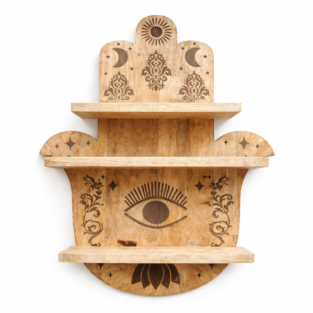 Mango Wood Hamsa Shaped Wall Shelf – view 2