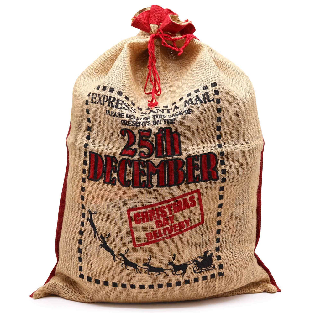 Jute Santa Sack - 25th December Print