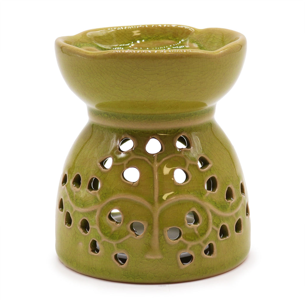 Tree of Life Ceramic Oil Burner - Lime – view 4
